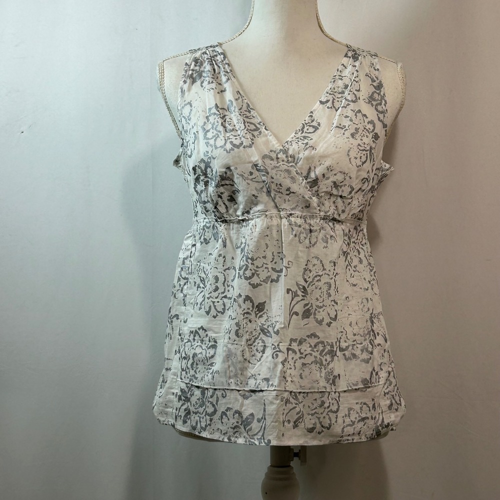 Ann Taylor LOFT Floral V-Neck Sleeveless Top Blouse‎ Size 4
